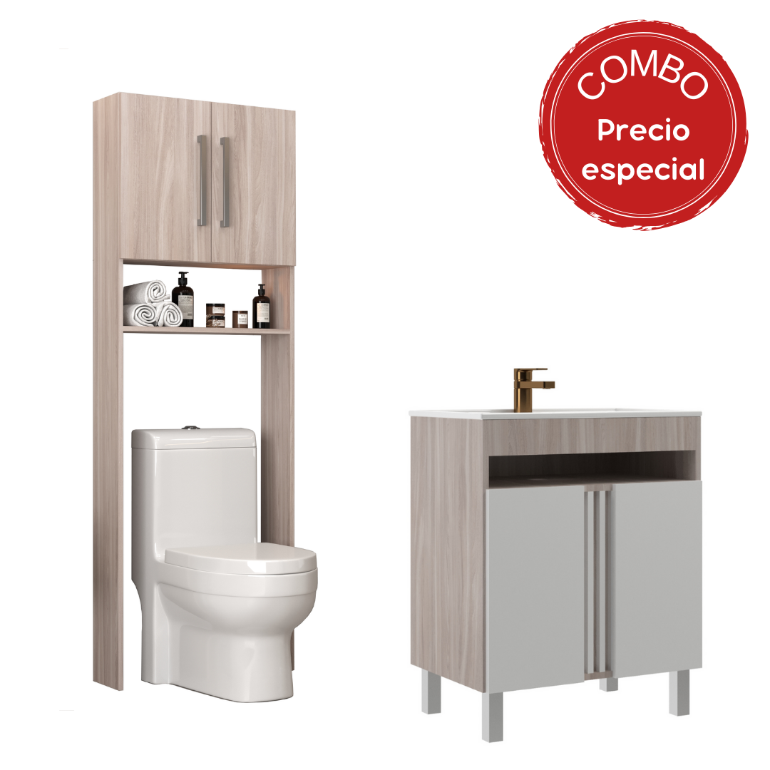 Combo Baño Mueble 2 puertas + Organizador Malbec