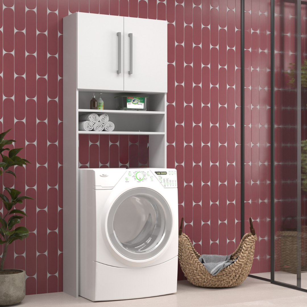 Organizador Logia Lavadora 2 Puertas 2 Nichos Blanco