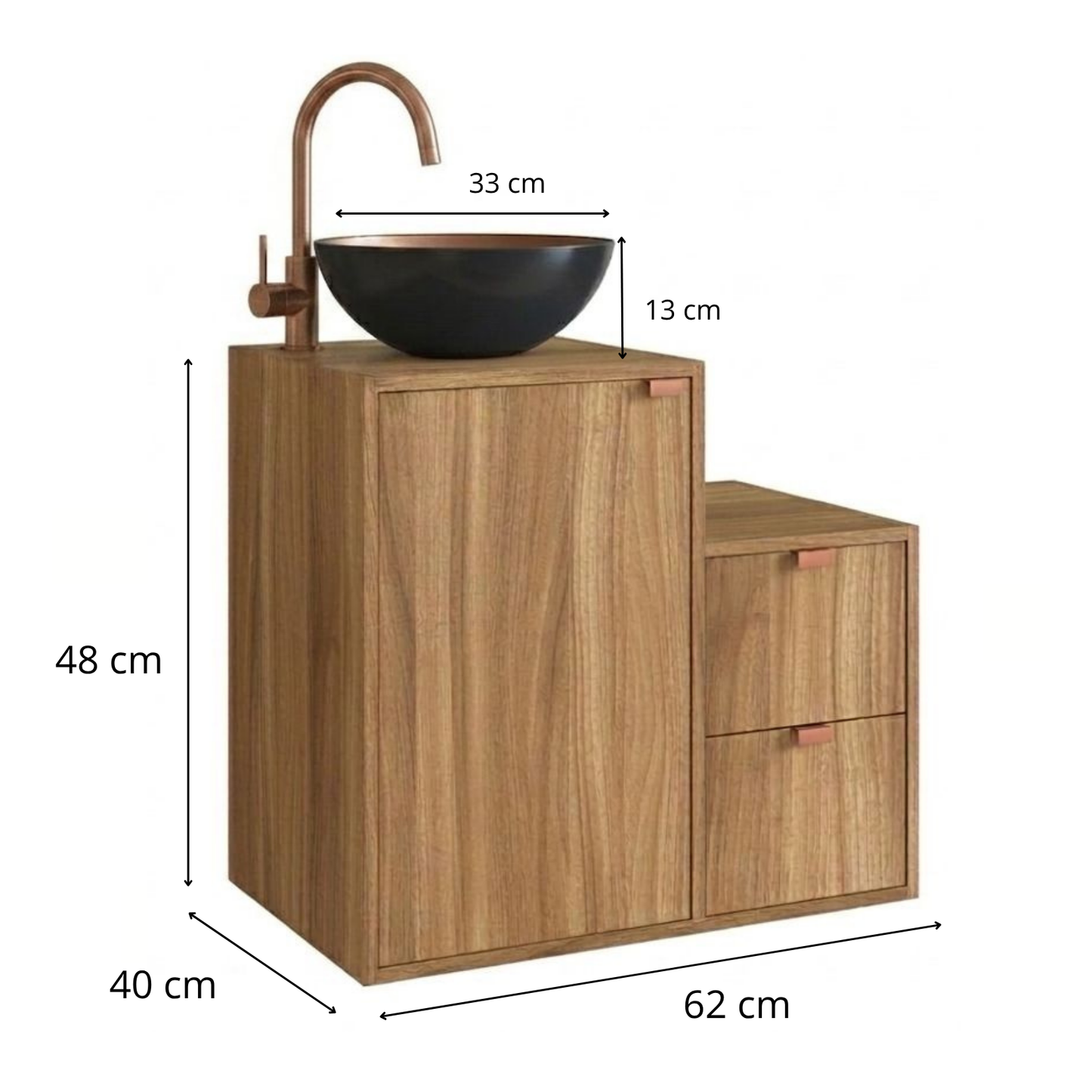 Mueble Baño con lavamanos 1 puerta 2 cajones Nogal