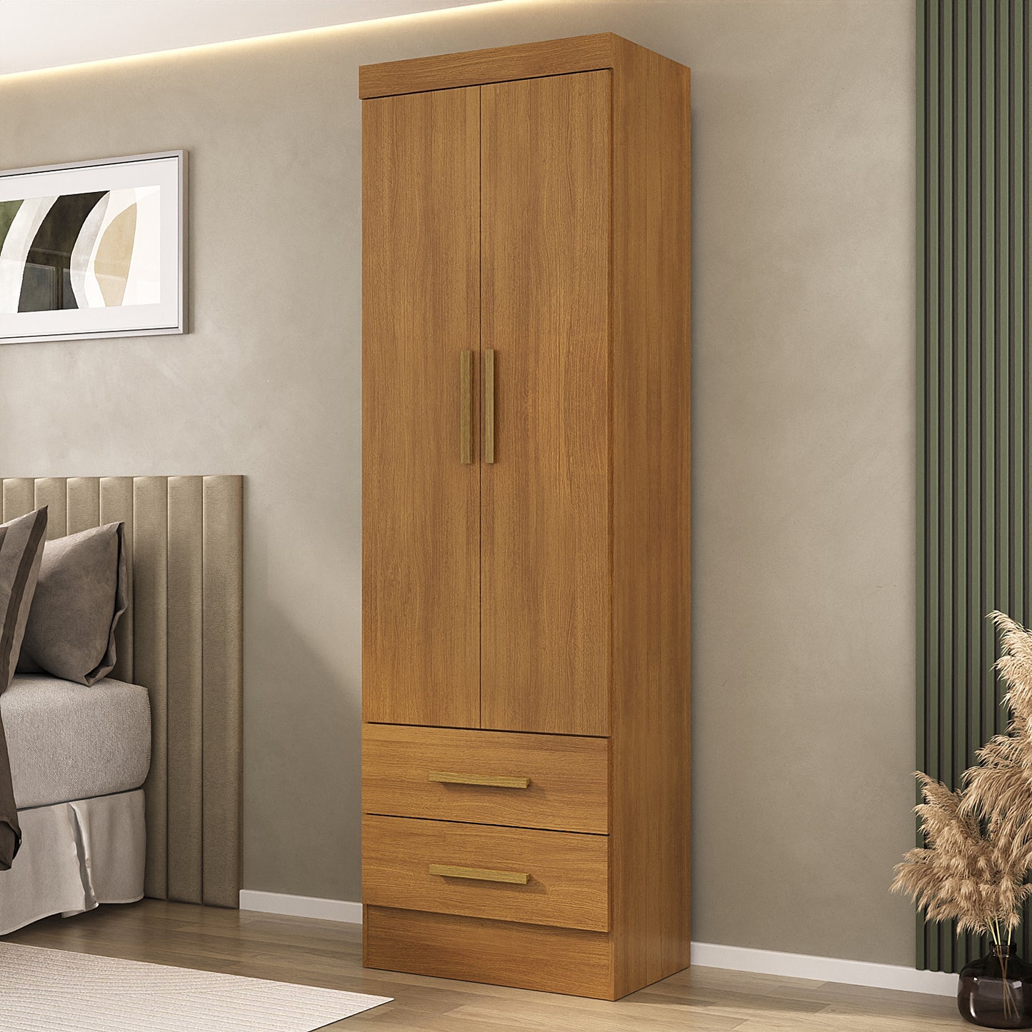 Closet 3 puertas 2 cajones Canela