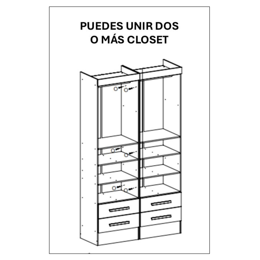 Closet 3 puertas 2 cajones Canela