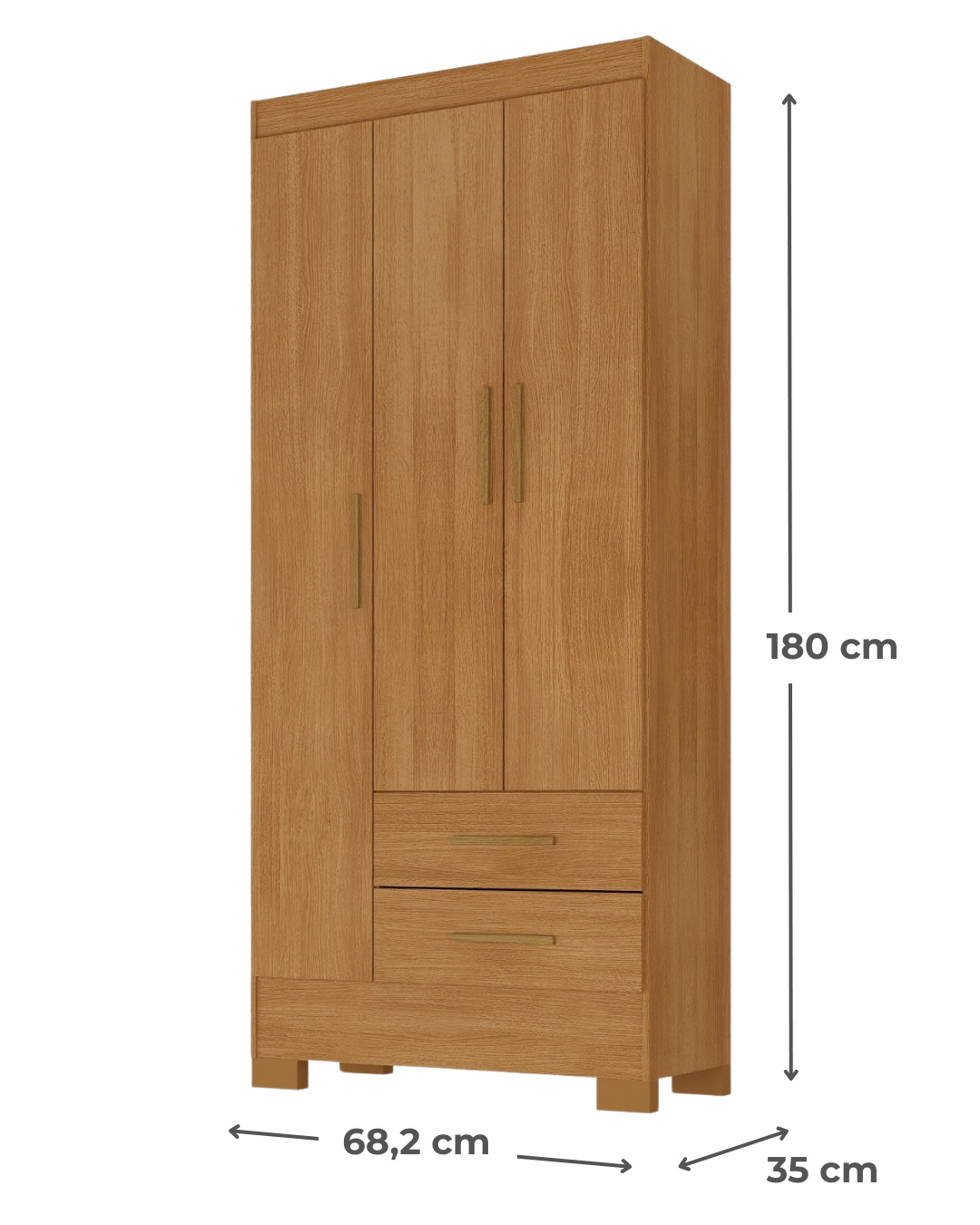 Closet 3 puertas 2 cajones Canela
