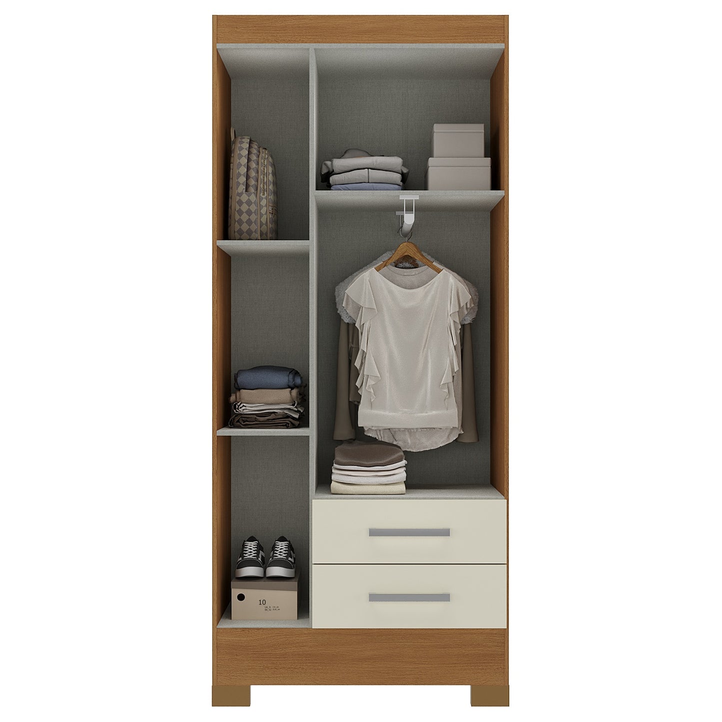 Combo Closet + Cómoda + Velador Canela Blanco Off White