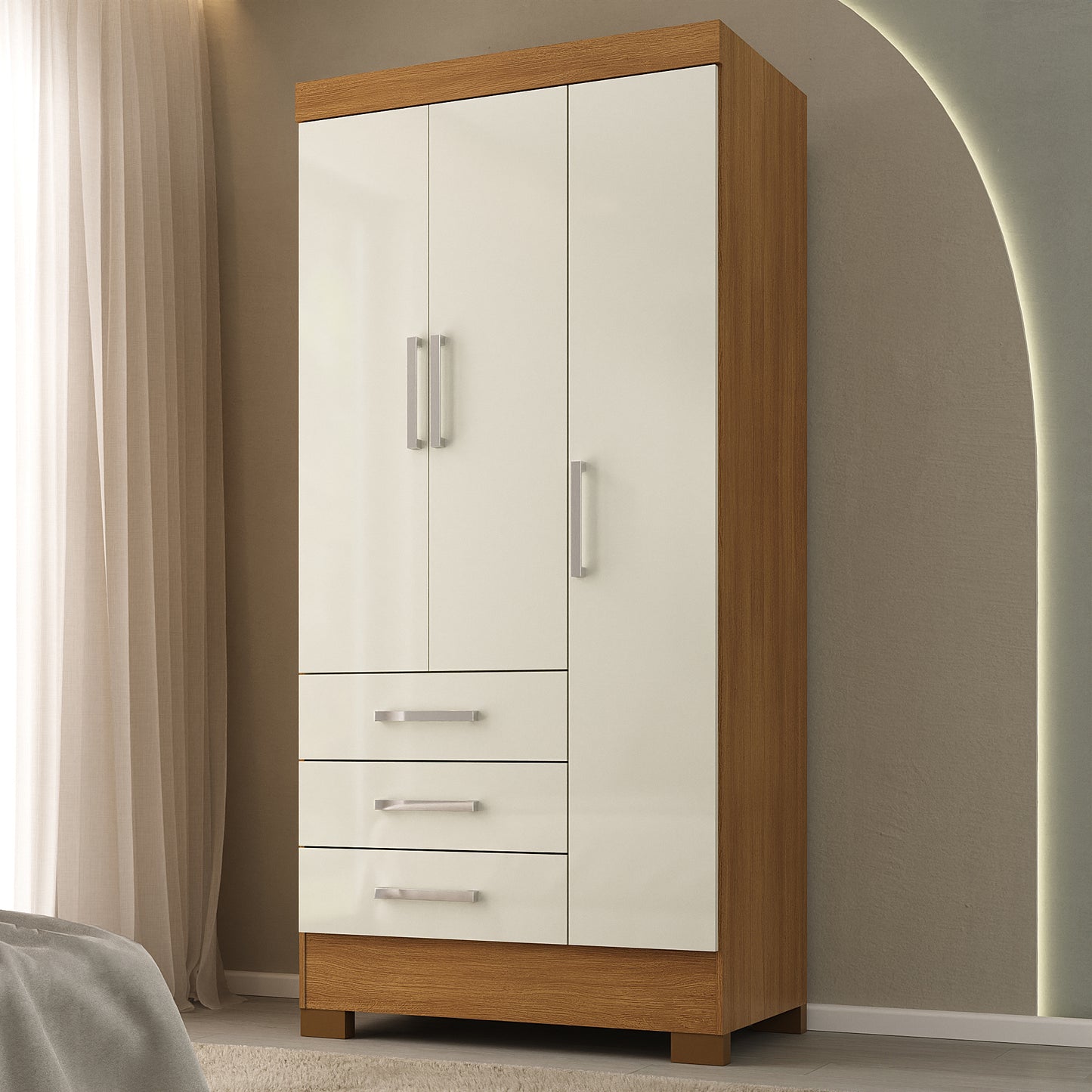 Closet 3 puertas 3 cajones Canela Off White
