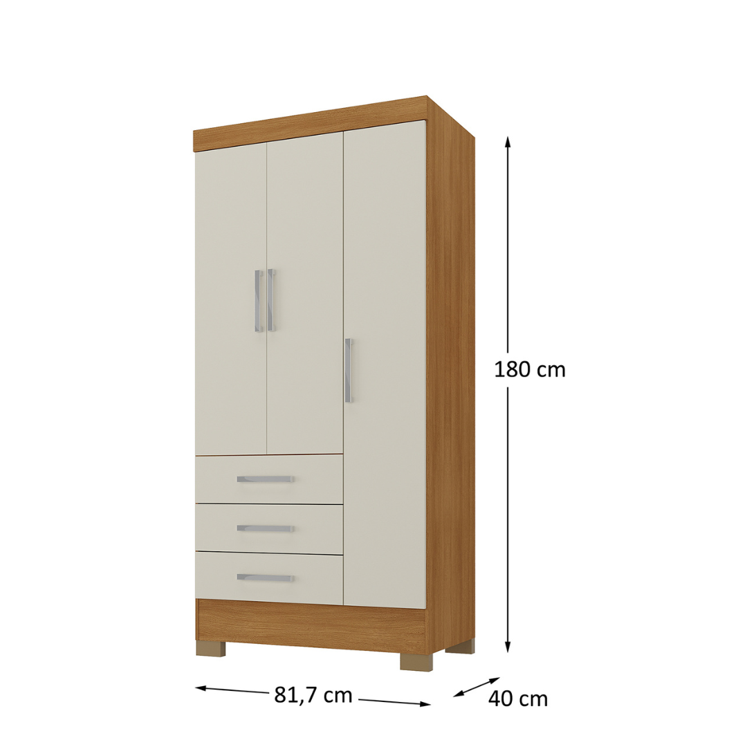 Closet 3 puertas 3 cajones Canela Off White