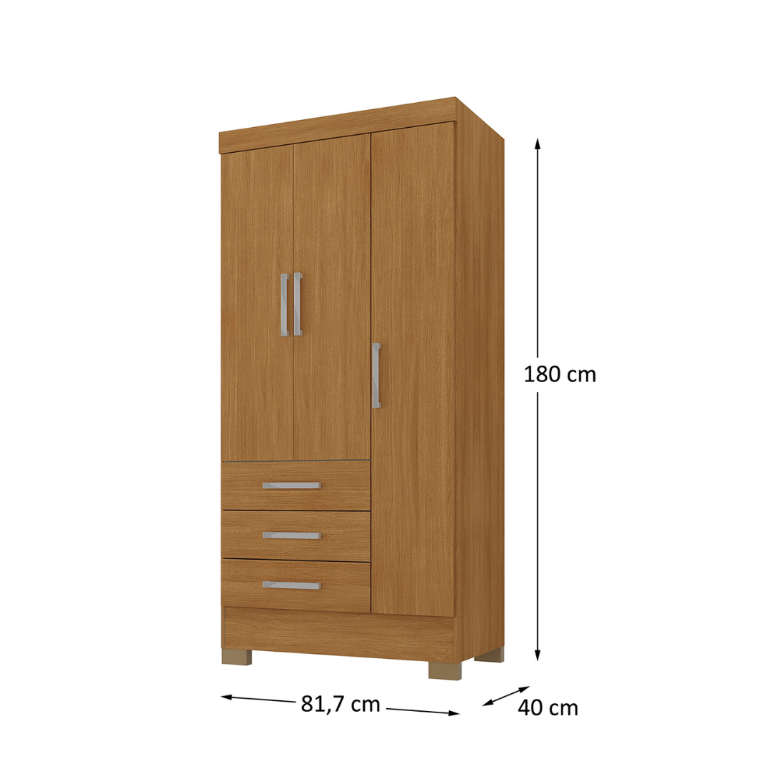 Closet 3 puertas 3 cajones Canela