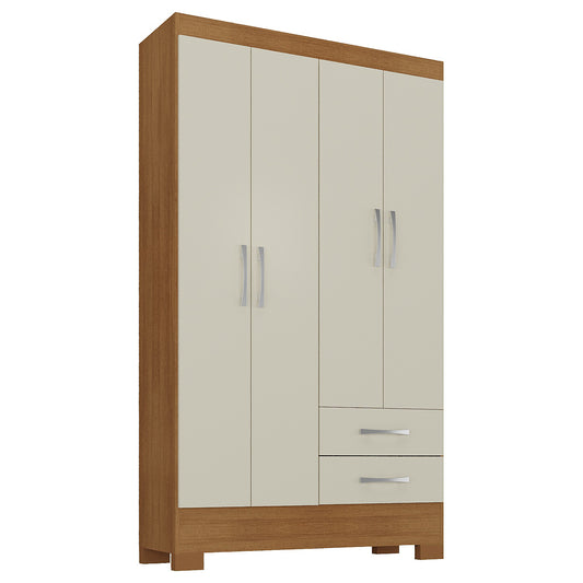 Closet 4 puertas 2 cajones Canela Off White