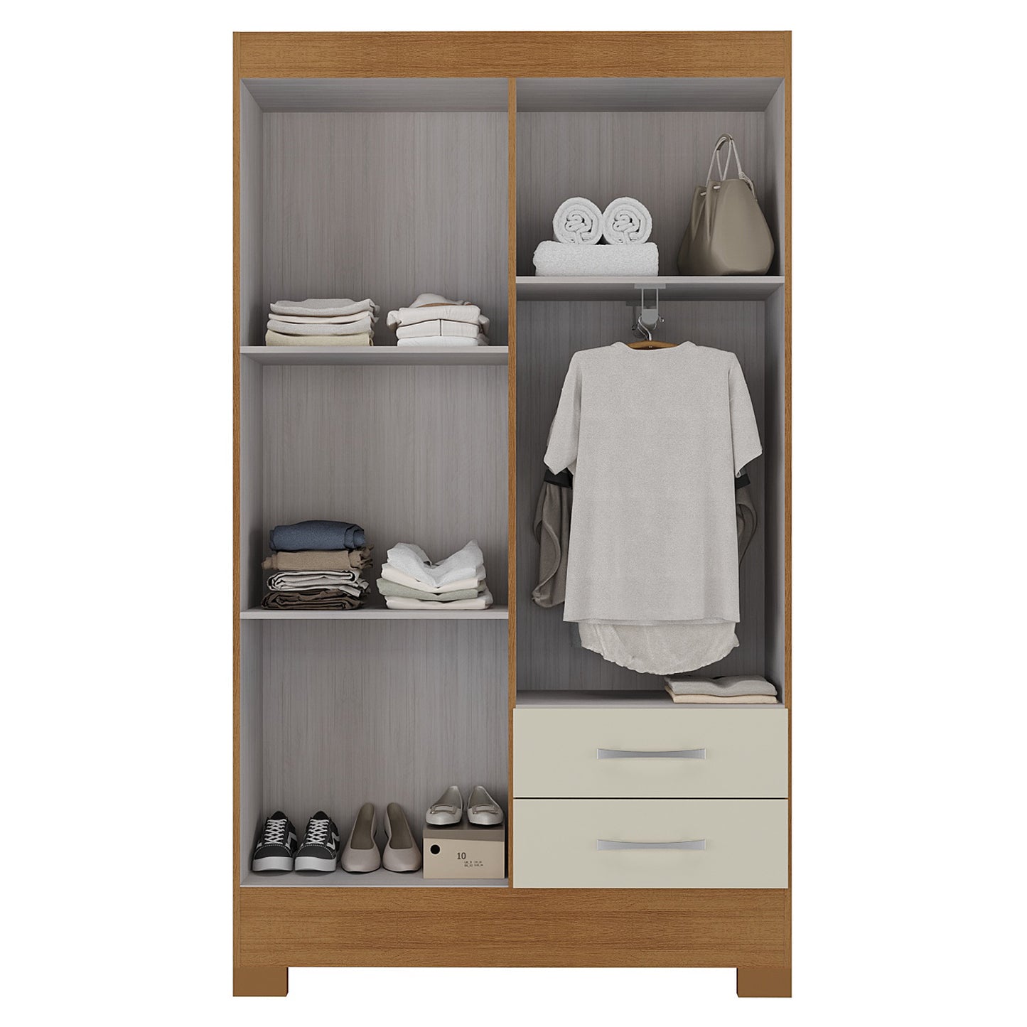 Closet 4 puertas 2 cajones Canela Off White