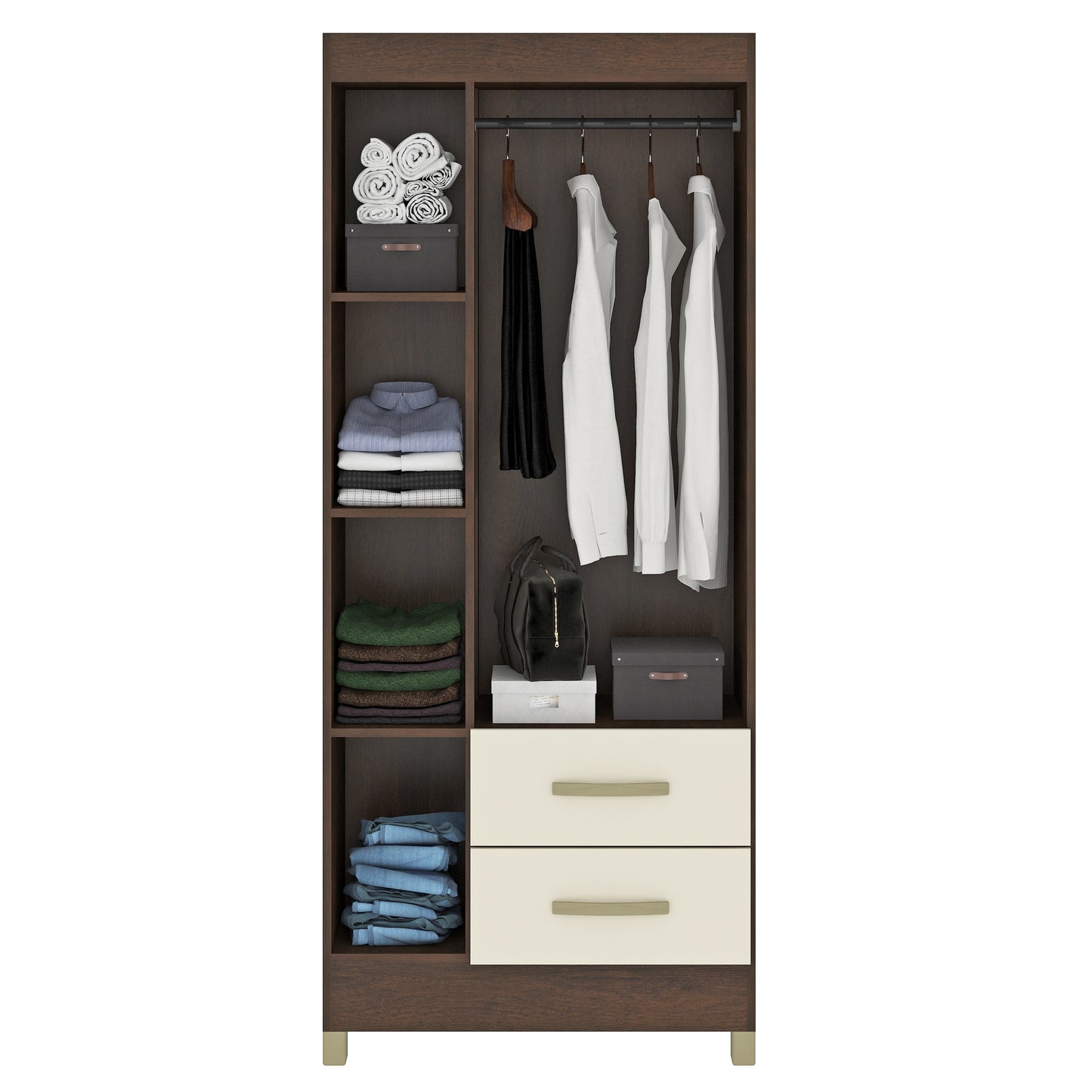 Closet 3 puertas 2 cajones Rústico Champagne