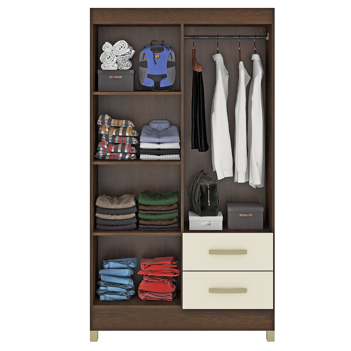 Closet 4 puertas 2 cajones Rústico Champagne