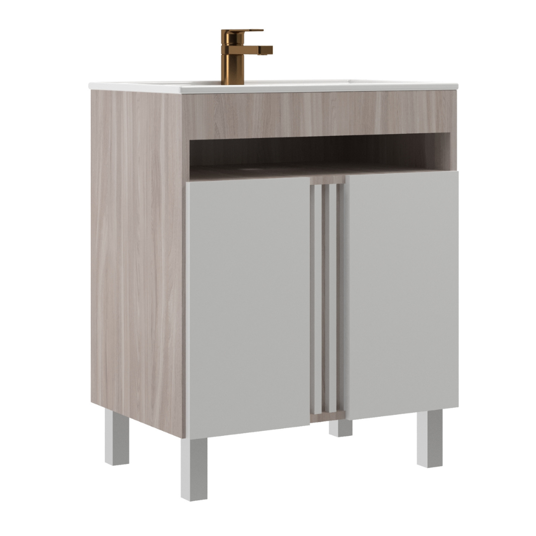 Mueble Baño con lavamanos 2 Puertas Malbec Blanco