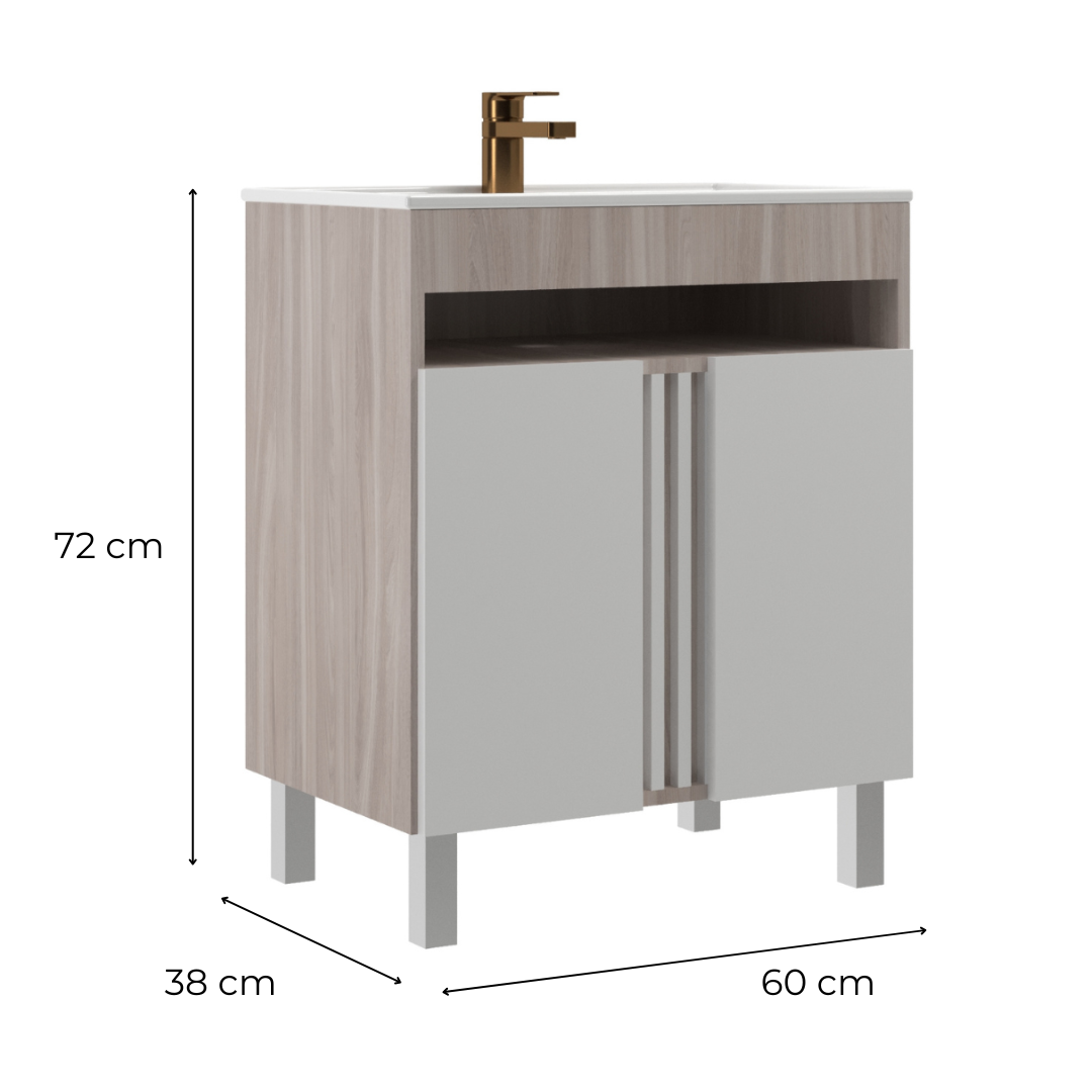 Combo Baño Mueble 2 puertas + Organizador WC Malbec Blanco