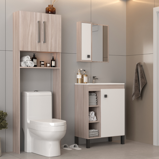 Combo Baño Mueble 1 puerta 3 nichos + Organizador Malbec