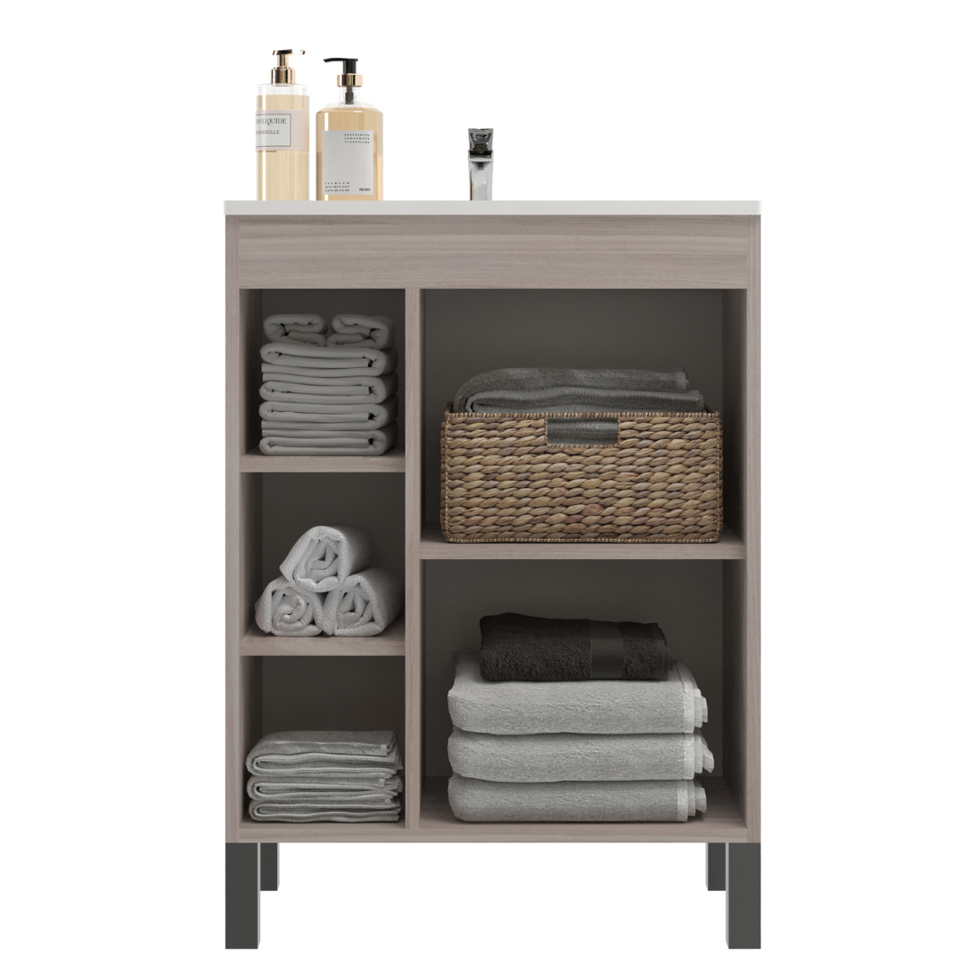 Combo Baño Mueble 1 puerta 3 nichos + Organizador Malbec