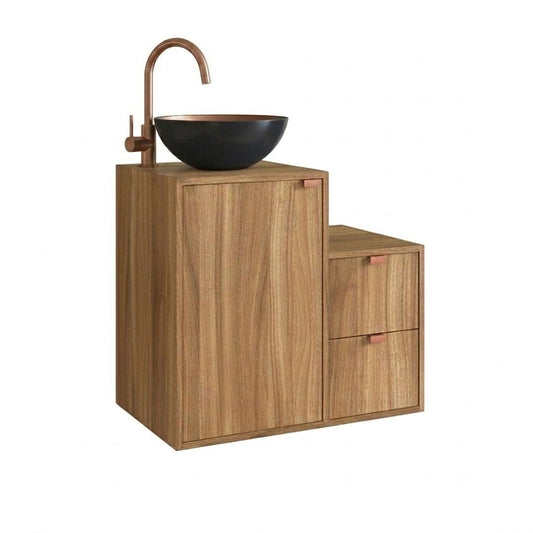 Mueble Baño con lavamanos 1 puerta 2 cajones Nogal