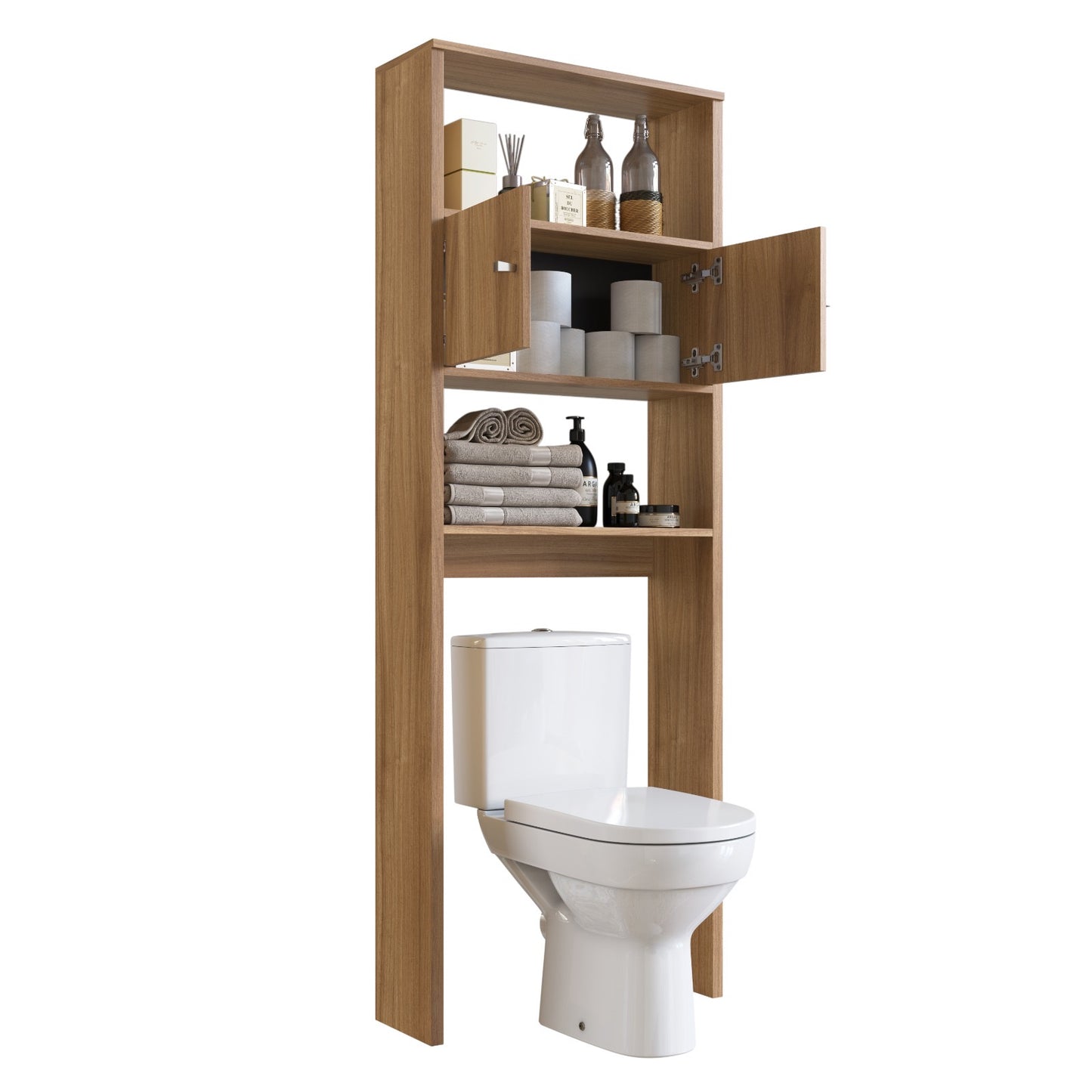 Combo Mueble Baño 1 puerta 2 cajones Nogal Blanco + Organizador Nogal