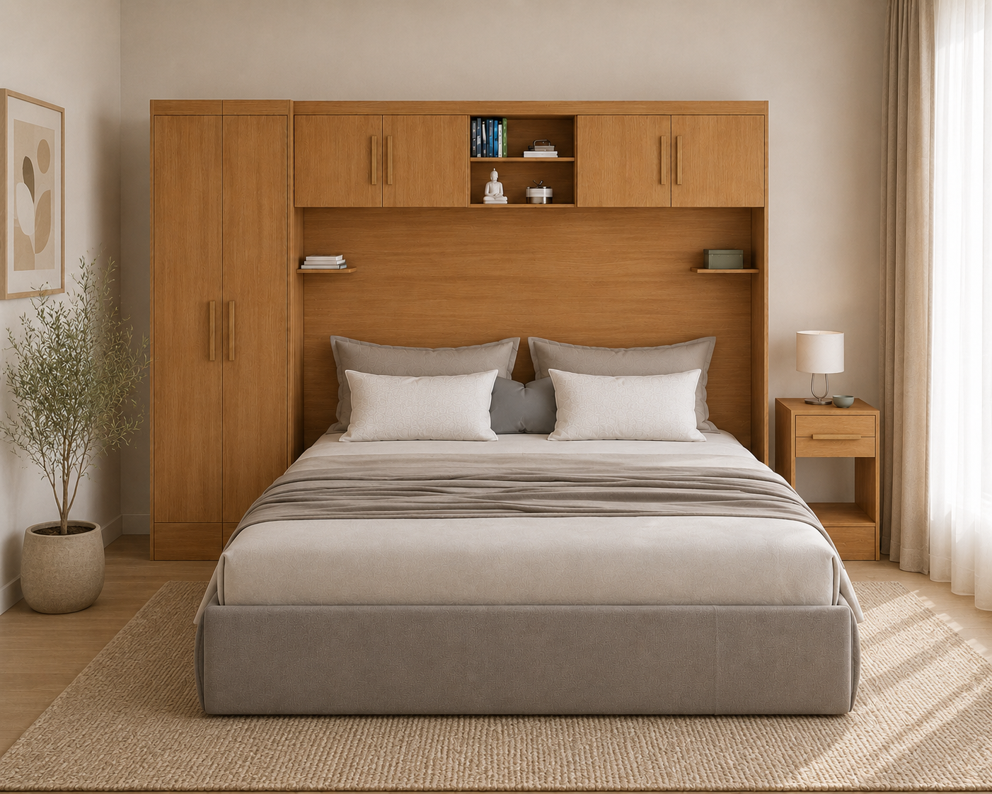 Set Trasera Aéreo Veladores + 2 Closet 1 puerta Canela