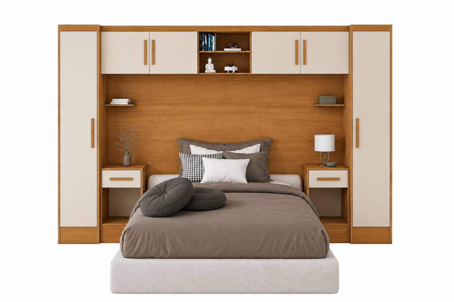 Set Trasera Aéreo Veladores + 2 Closet 1 puerta Canela Off White