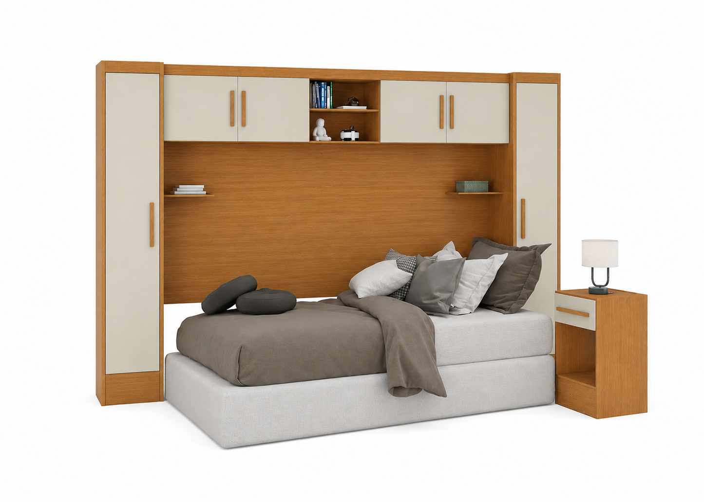 Set Trasera Aéreo Veladores + 2 Closet 1 puerta Canela Off White