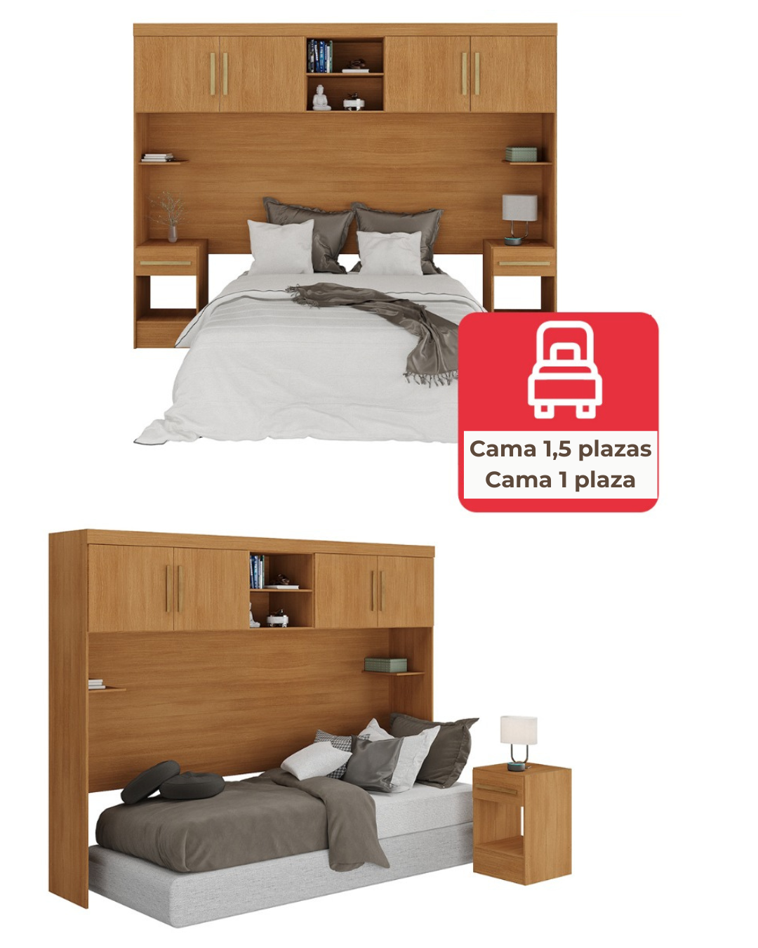 Set Modular Trasera Aéreo Veladores Canela