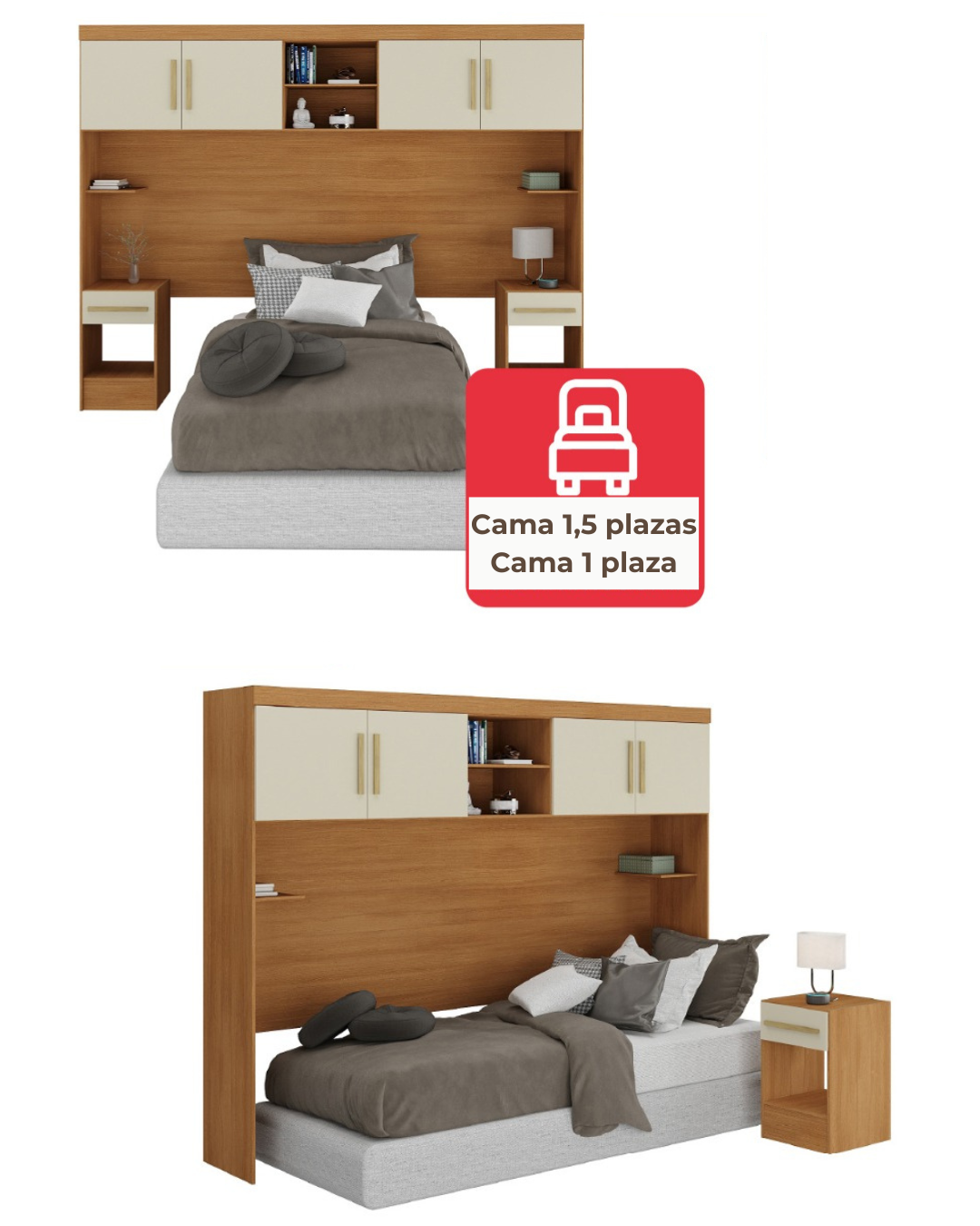 Set Modular Trasera Aéreo Veladores Canela Off White