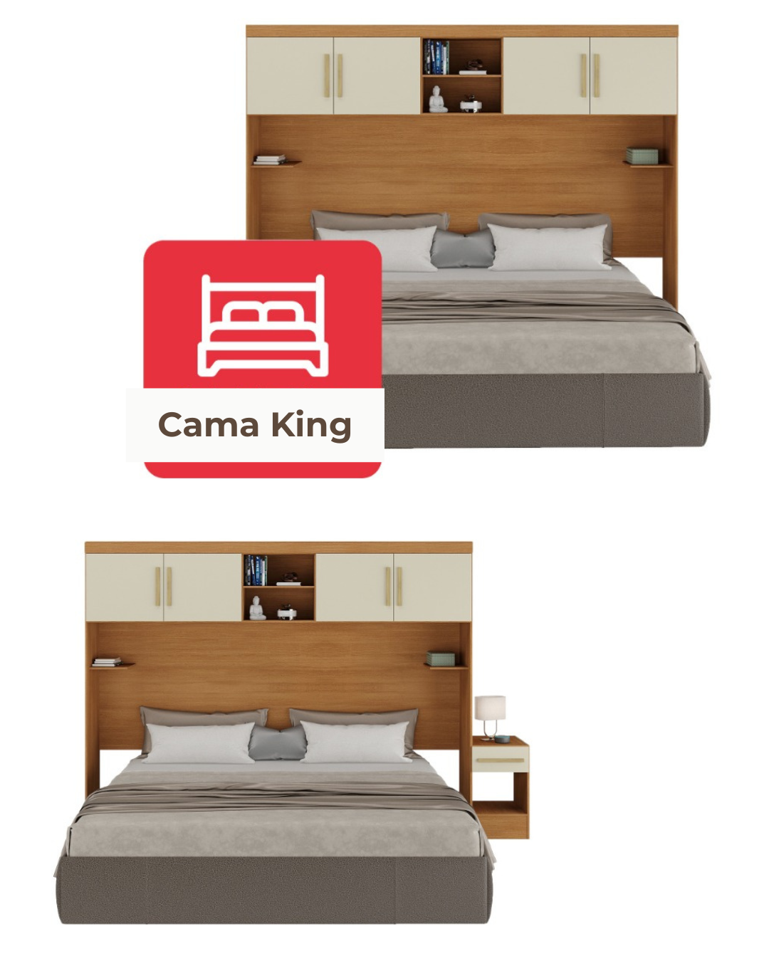 Set Modular Trasera Aéreo Veladores Canela Off White