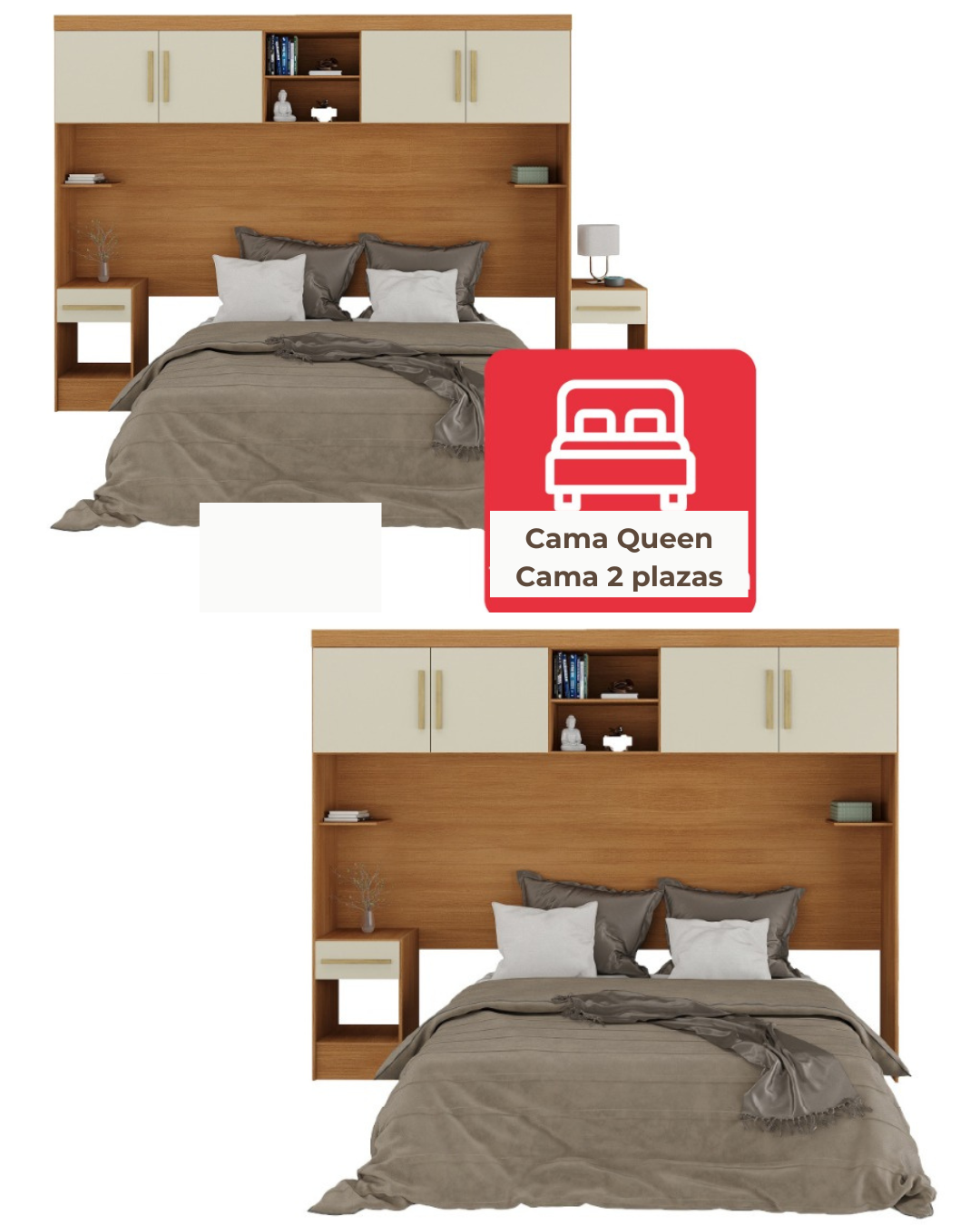 Set Modular Trasera Aéreo Veladores Canela Off White