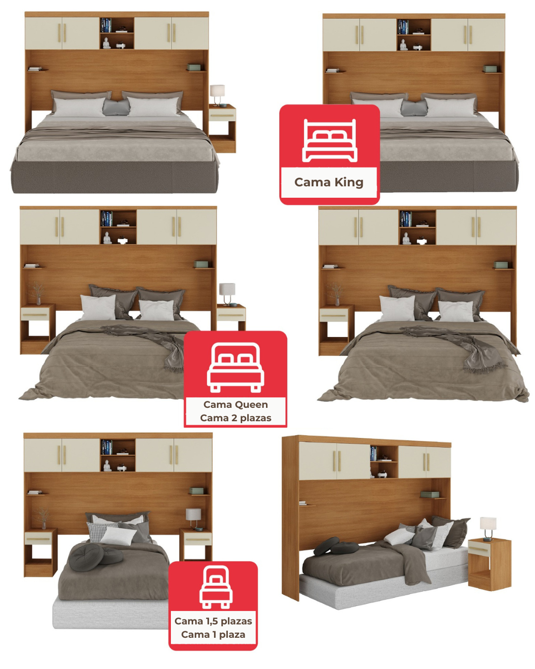 Set Modular Trasera Aéreo Veladores Canela Off White