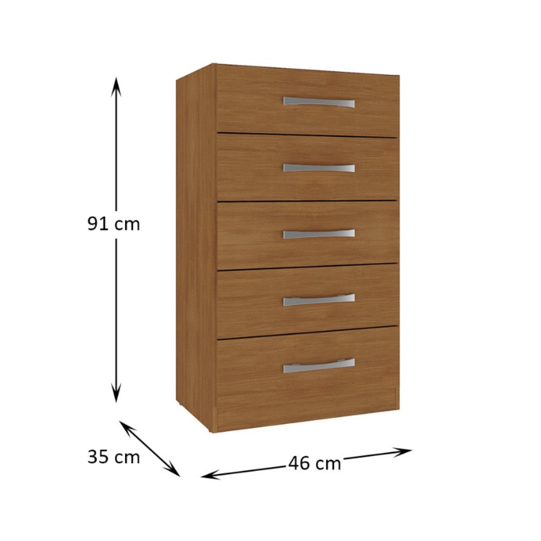 Cómoda 5 cajones Canela