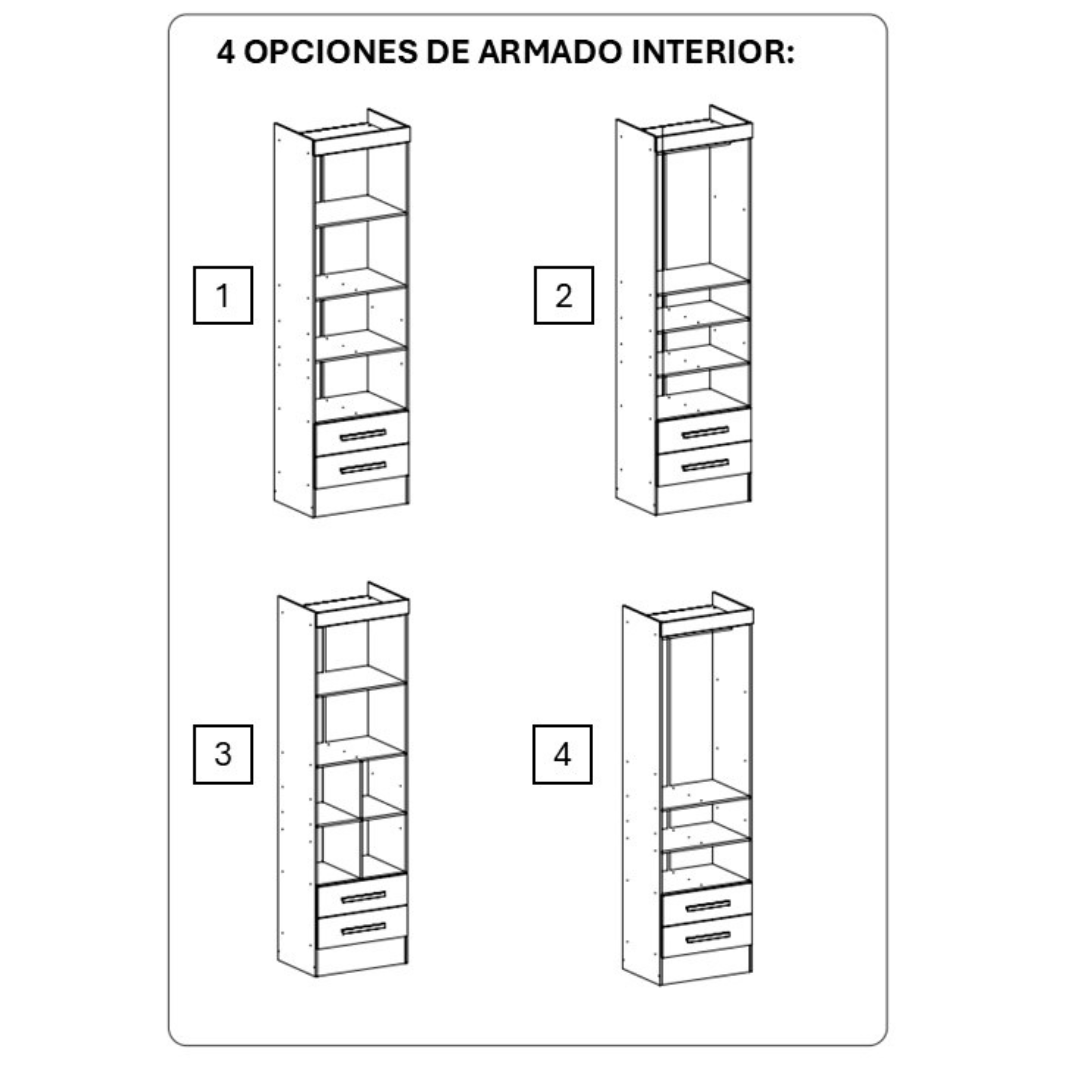 Set Trasera Aéreo Veladores + Closet 2 puertas 2 cajones Canela Off White