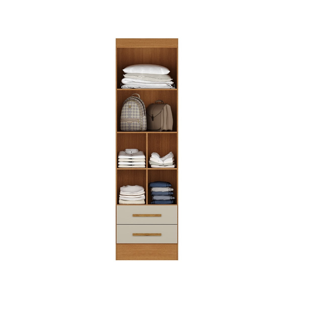 Set Trasera Aéreo Veladores + Closet 2 puertas 2 cajones Canela Off White