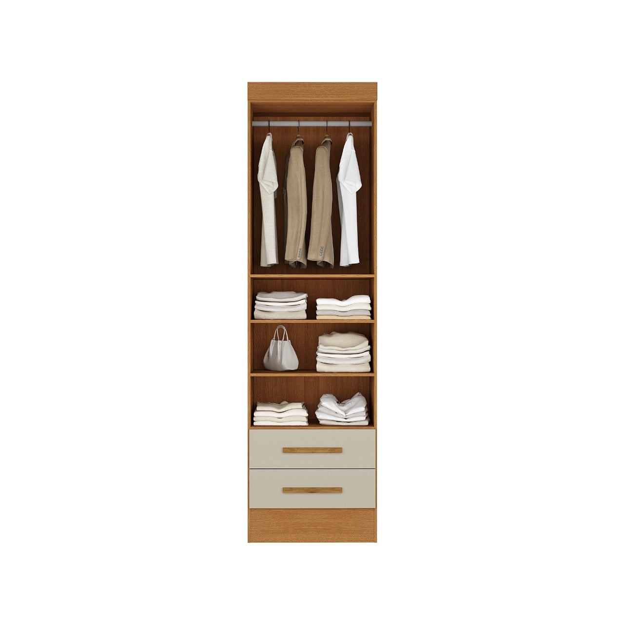 Set Trasera Aéreo Veladores + Closet 2 puertas 2 cajones Canela Off White