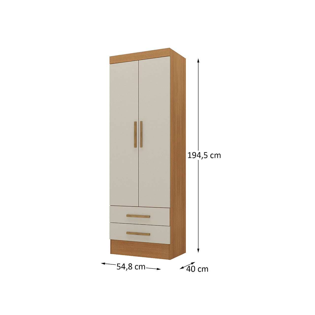 Closet 2 puertas 2 cajones Canela Off White
