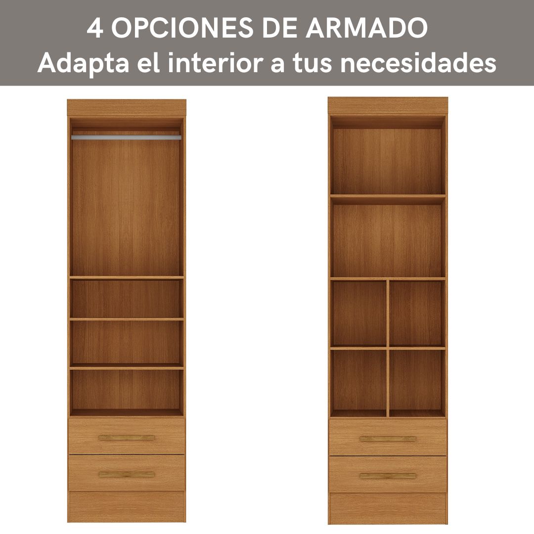 Closet 3 puertas 2 cajones Canela