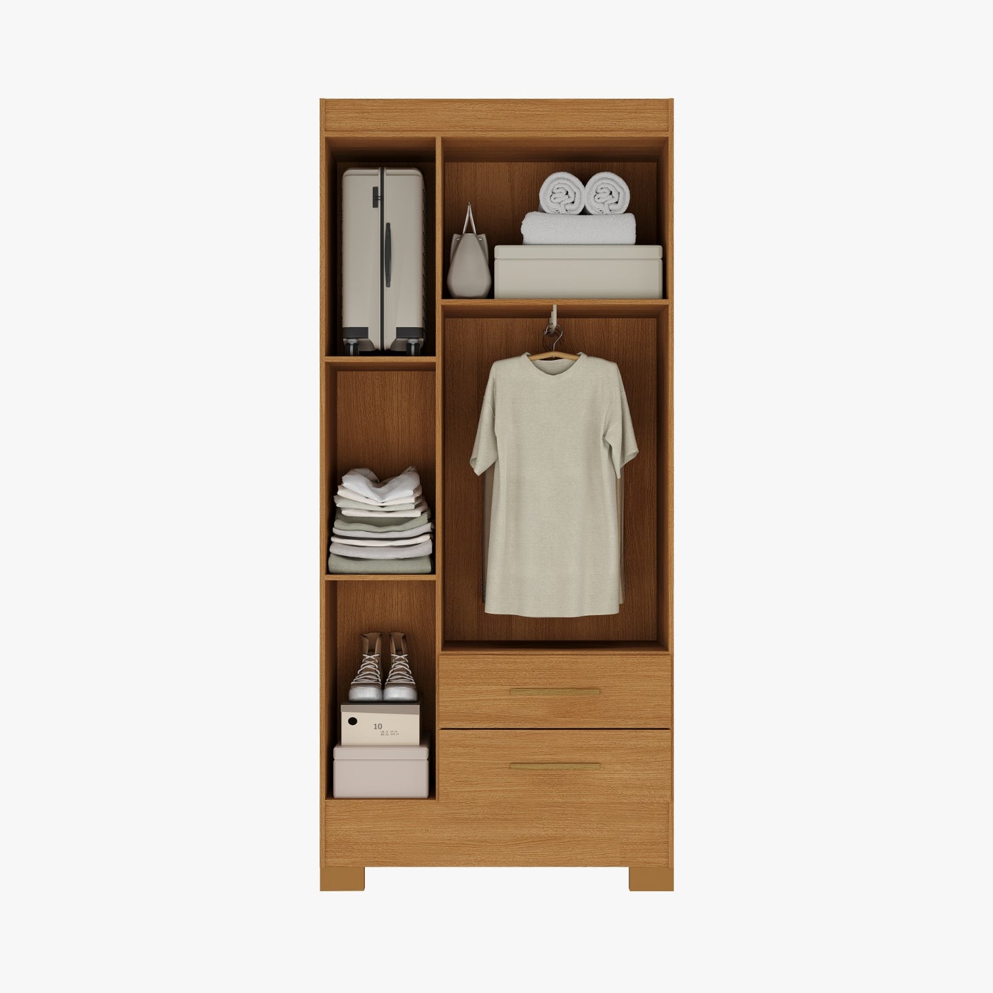 Closet 3 puertas 2 cajones Canela