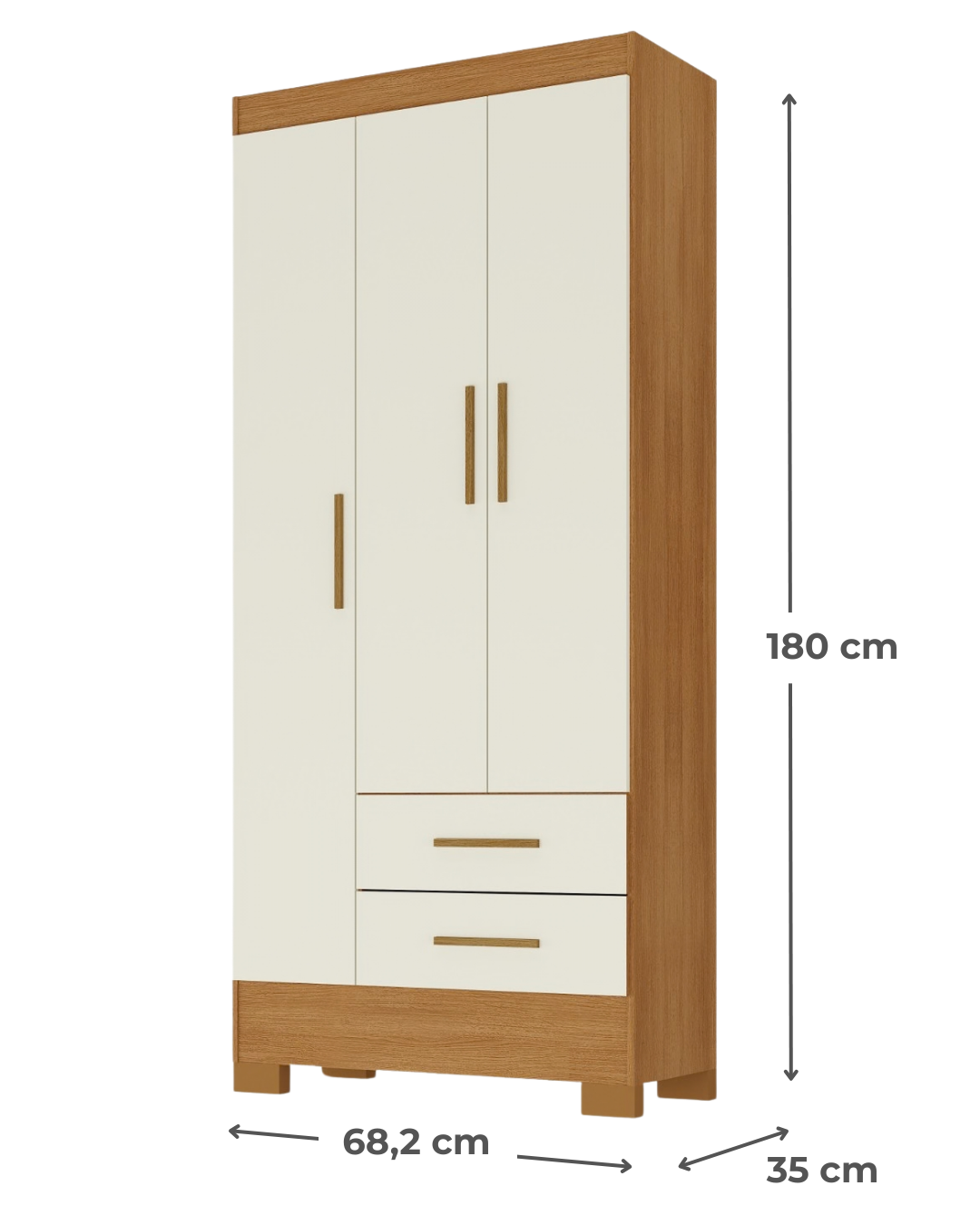 Closet 3 puertas 2 cajones Canela Off White