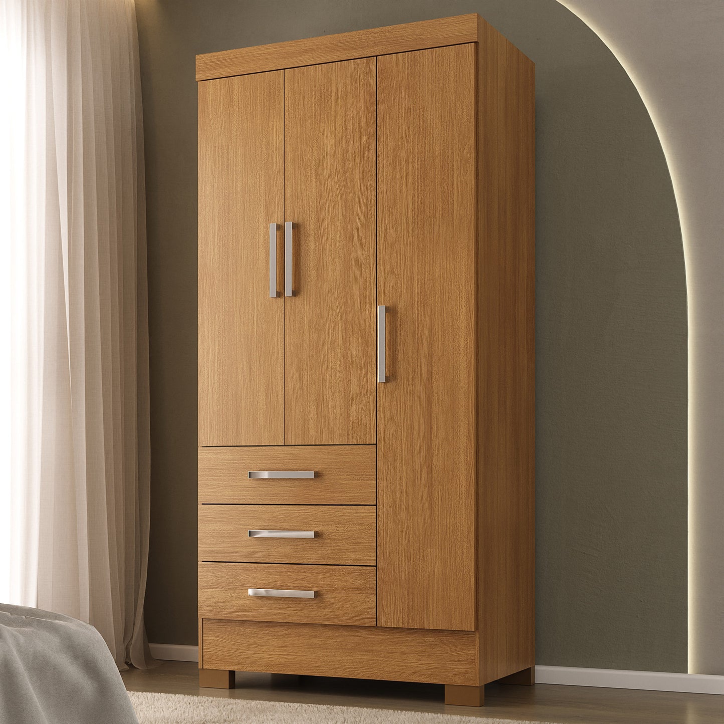 Closet 3 puertas 3 cajones Canela