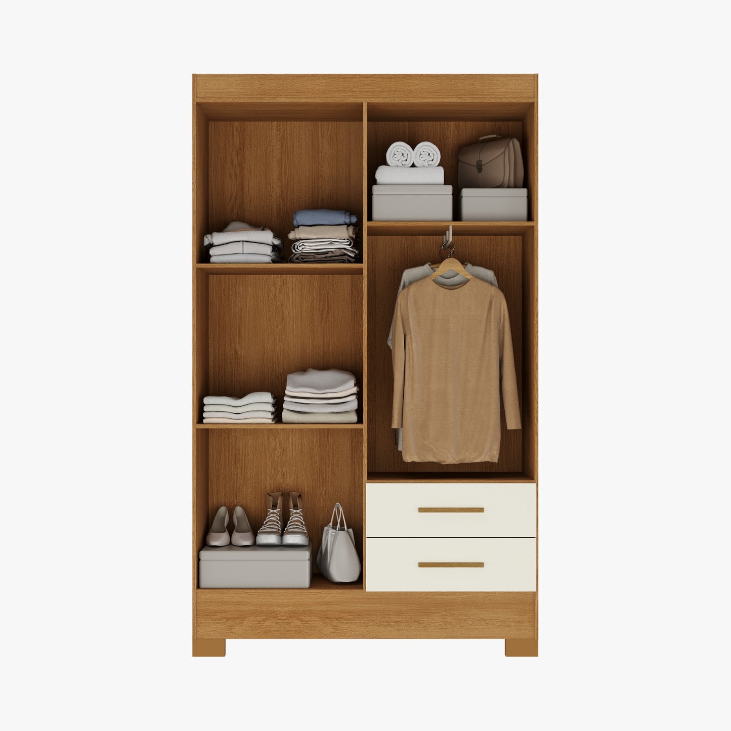 Closet 4 puertas 2 cajones Canela Off White