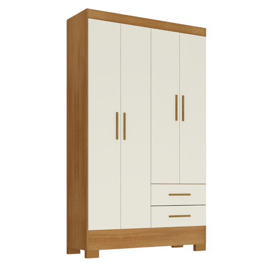 Closet 4 puertas 2 cajones Canela Off White