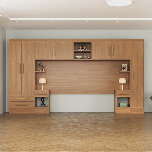 Set Trasera Aéreo Veladores + Closet 1 puerta + Closet 2 puertas 2 cajones Canela