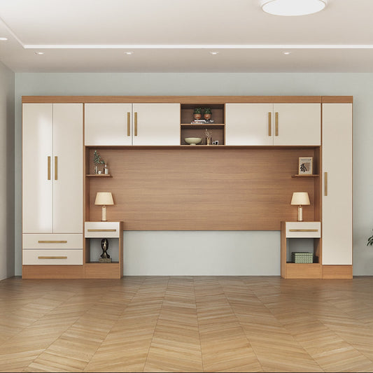 Set Trasera Aéreo Veladores + Closet 1 puerta + Closet 2 puertas 2 cajones Canela Off White
