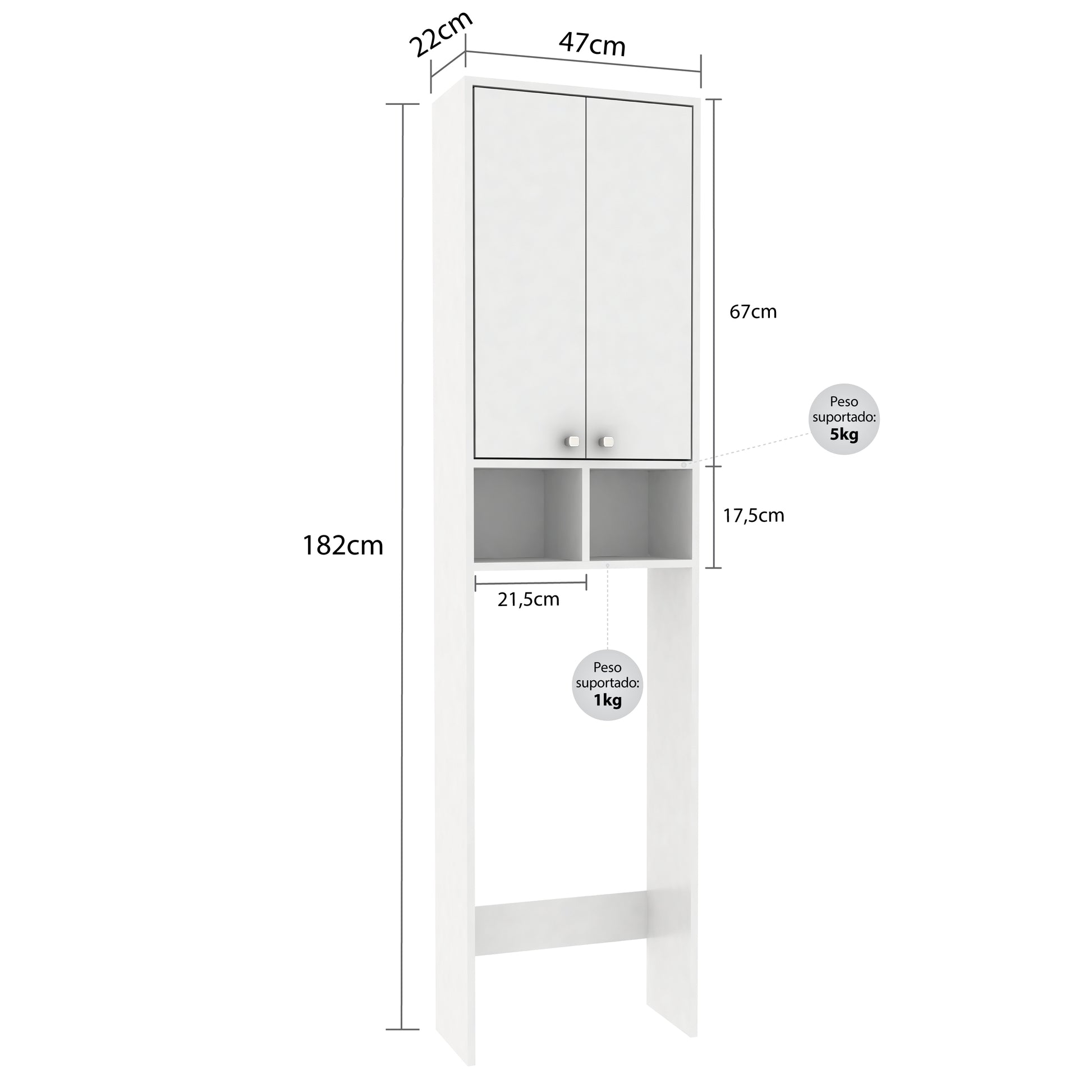 Set de Baño Estante 2 Puertas 1 Repisa + Estante Organizador + Organizador  2 Puertas Blanco