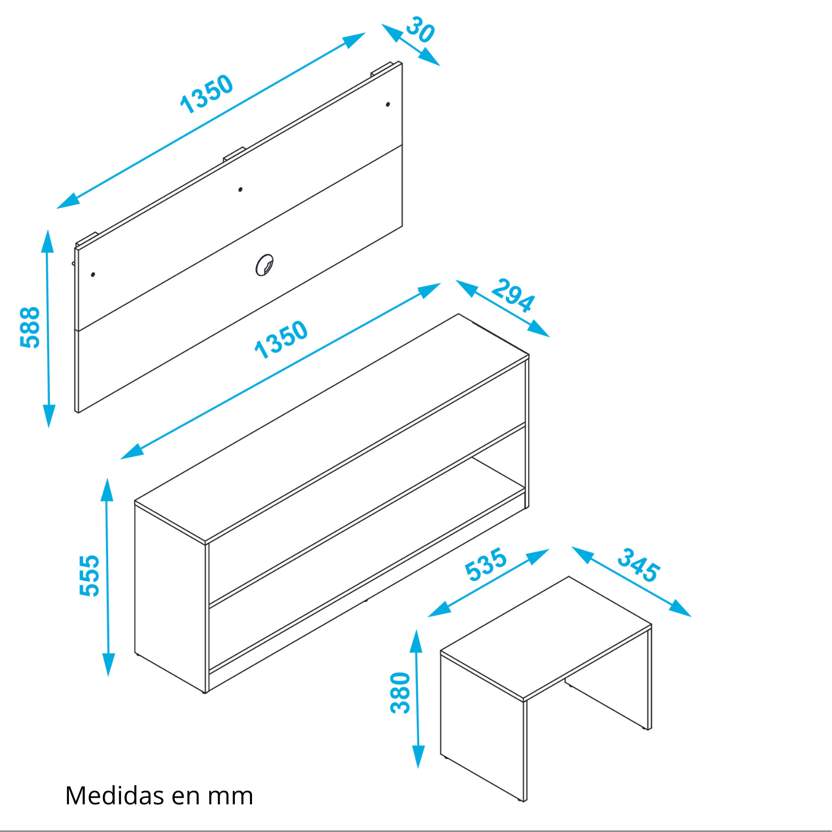 Estante 2 cajones 4 nichos Blanco – Mobilfrank